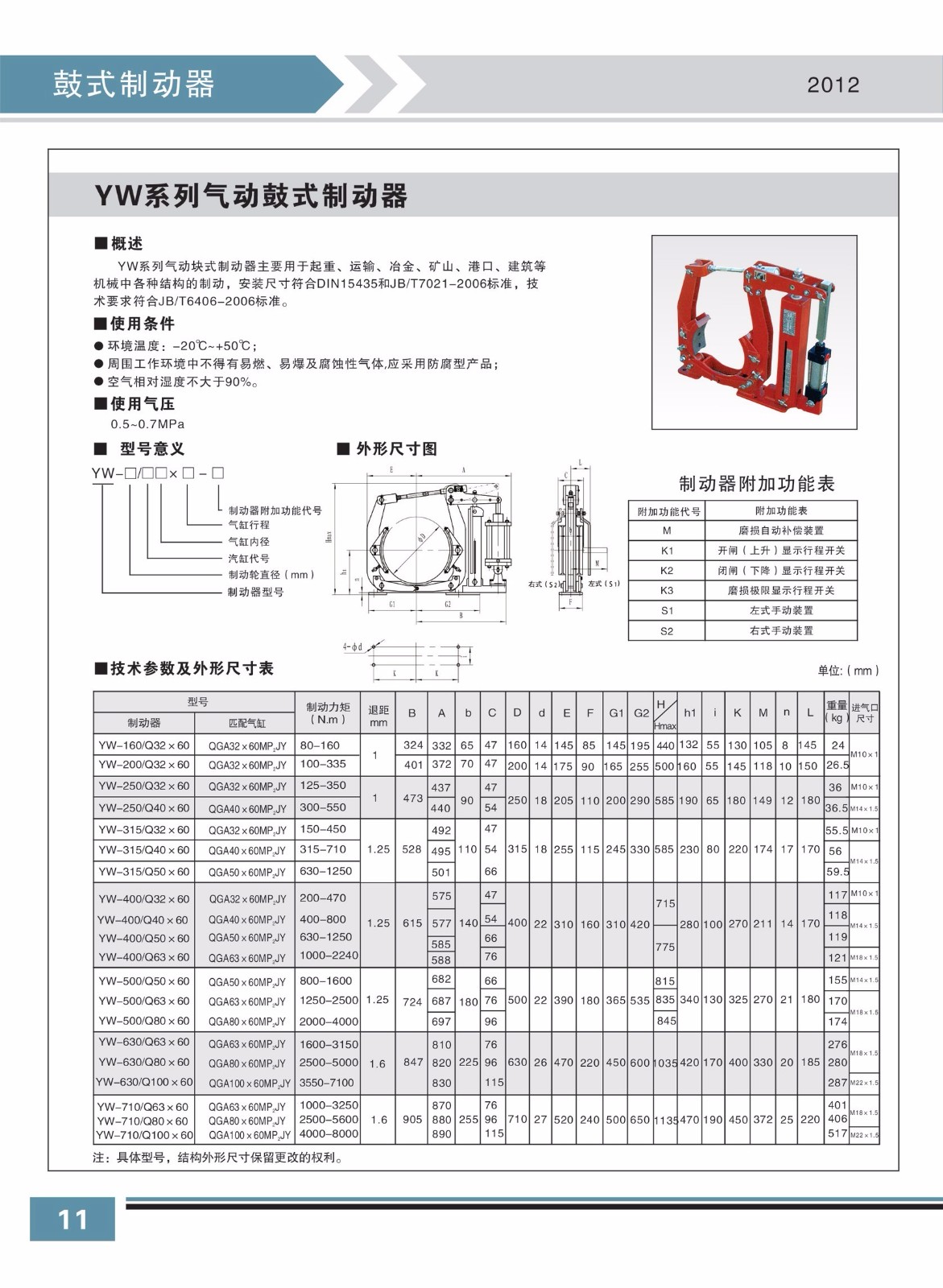 YW系列氣動(dòng)鼓式制動(dòng)器